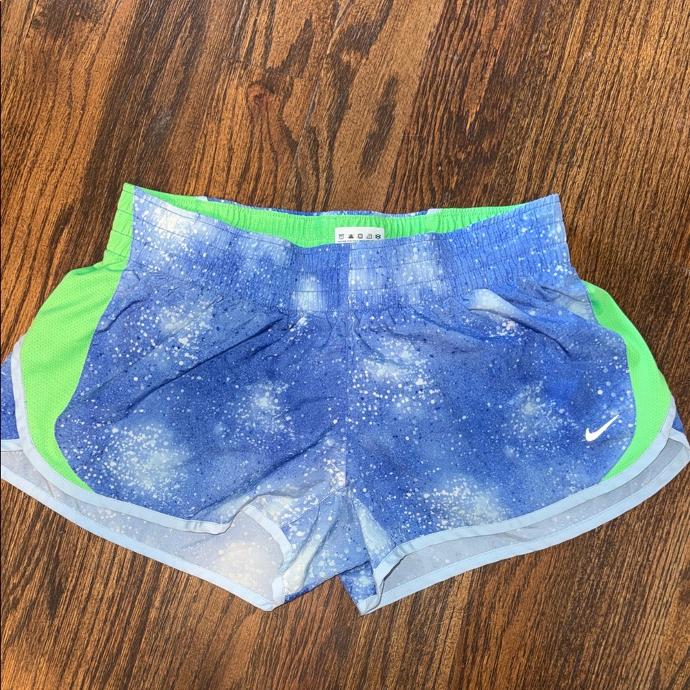 Nike Blue and Green Galaxy Print Shorts